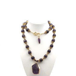 Necklace - amethyst, with...