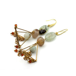 Earrings with agate, golden...