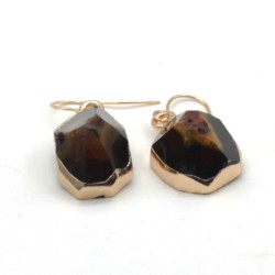 Earrings, agate in a golden...