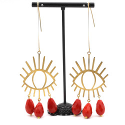 Earrings eyes with red stones