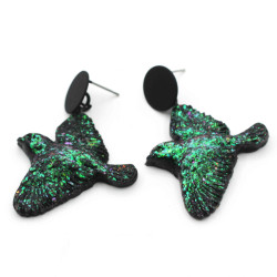 Earrings green birds,...