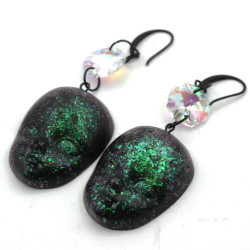 Earrings- Green faces,...