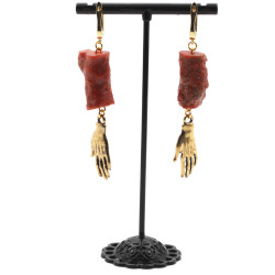 Earrings with coral, hand...