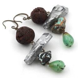 Earrings - lava, turquoise,...