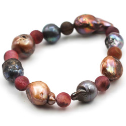 Bracelet, agate, river pearls