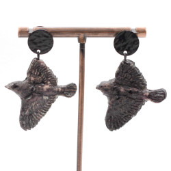 Earrings, Epoxy birds, Grey