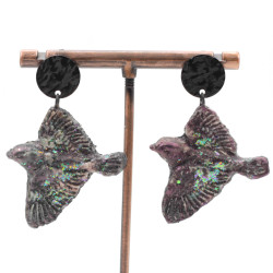 Earrings, Epoxy birds,...